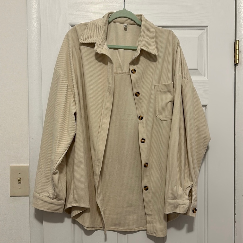 In’Voland Corduroy Cream Button Up, Size 18W